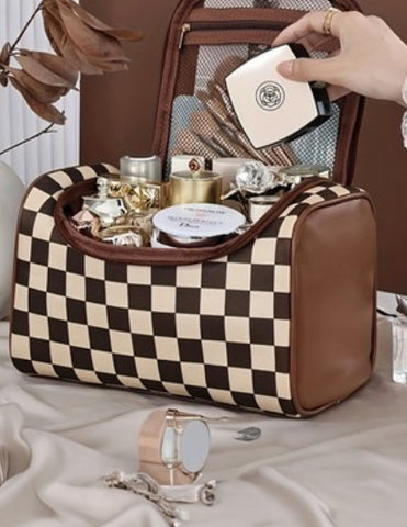 Checkered Travel Cosmetic Bag