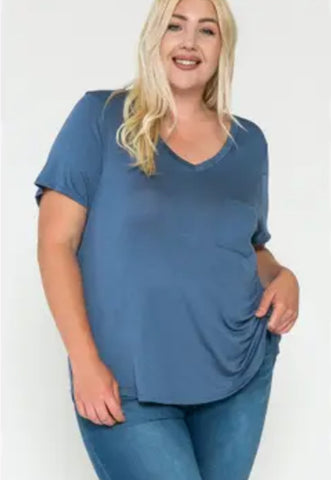 Plus Size V Neck Cotton Top