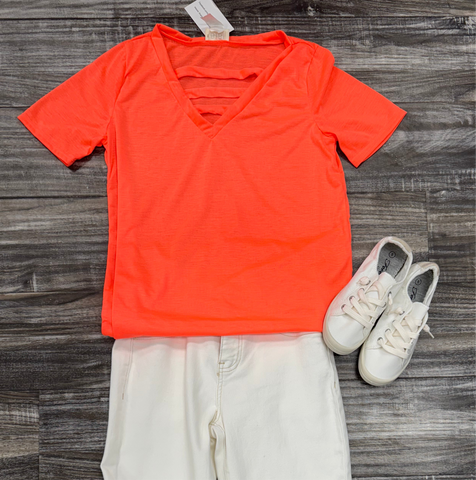 Neon Coral Cut Out Top