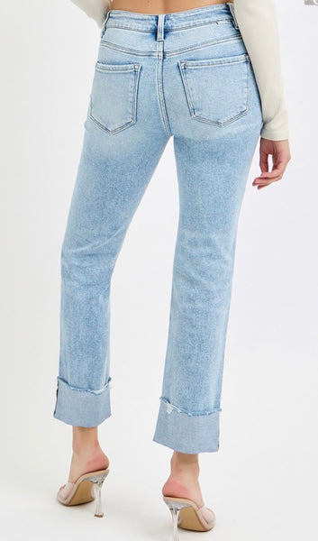 Risen High-Rise Straight Crop Jeans