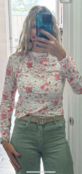 White Floral Sheer Top