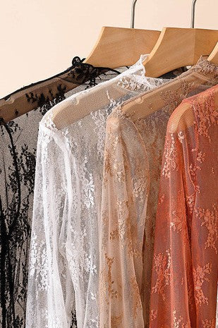 Sheer Lace Overlay Top Medium / Ginger Sheer Lace Overlay Top Medium / Ginger