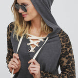 Lace Up Grey Leopard Hoodie