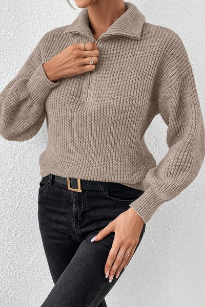 Mocha Half Zip Sweater