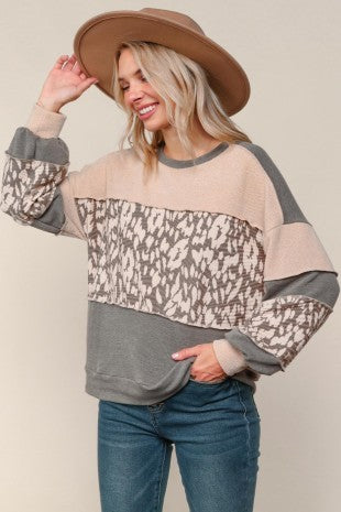 Olive Contrast Top
