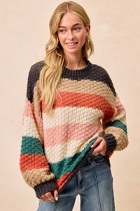 Striped Color Block Chunky Sweater