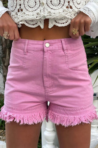 Pink Frayed Edge Shorts