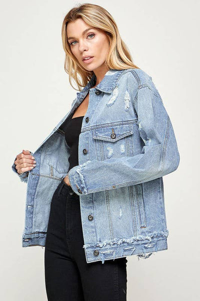 Distressed Denim Boyfriend Jacket