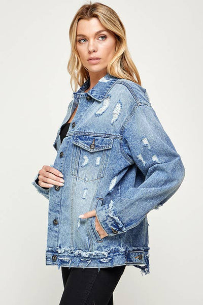 Distressed Denim Boyfriend Jacket