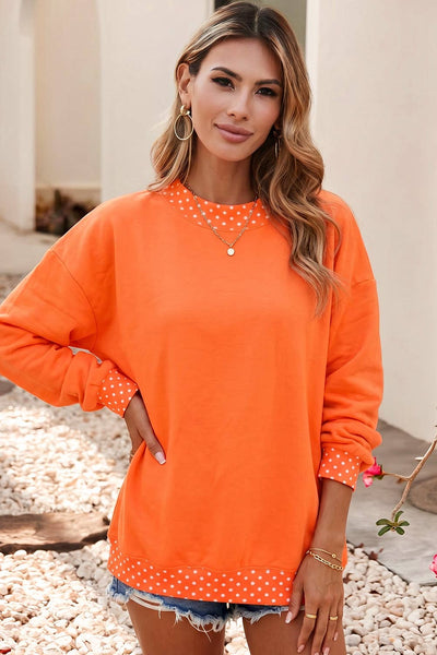 Polka Dot Trim Sweatshirt