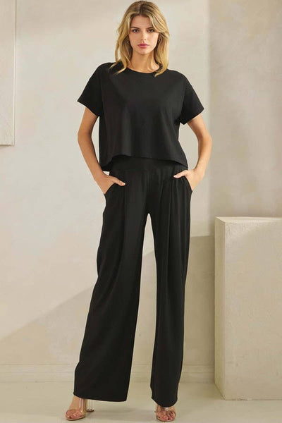 Black Wide-Leg Dress Pants