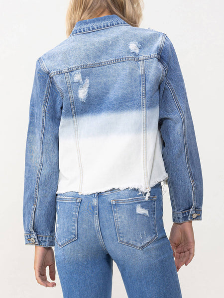 Two-Tone Distressed Denim Jacket