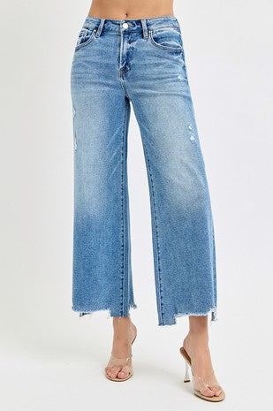 RISEN HIGH RISE CROP WIDE JEANS