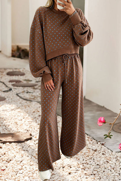Mocha & Blue Polka Dot Lounge Set