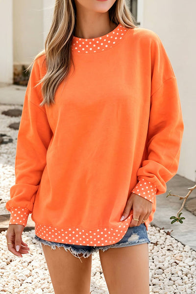 Polka Dot Trim Sweatshirt