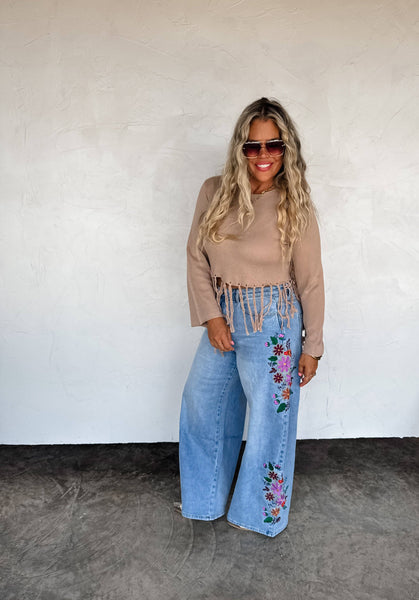 EVIE FLORAL EMBROIDERED JEANS