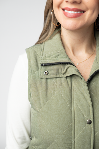 Olive Quilted Everyday Vest