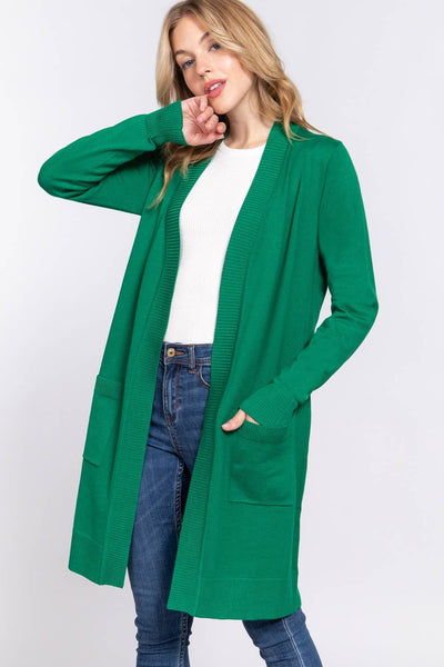 Long Sleeve Kelly Green Cardigan