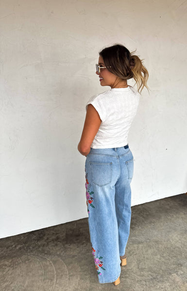 EVIE FLORAL EMBROIDERED JEANS