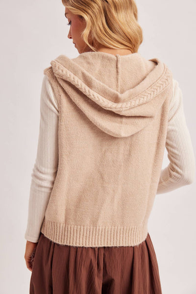 Cable Knit Hooded Sweater Vest