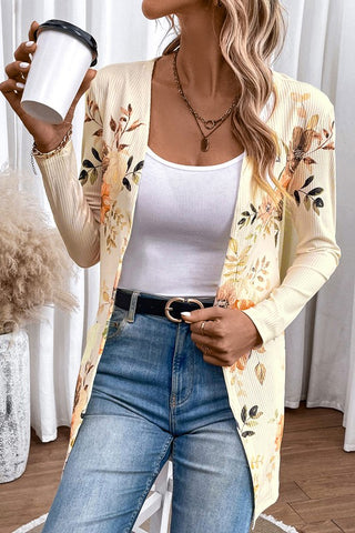 Apricot Floral Print Cardigan