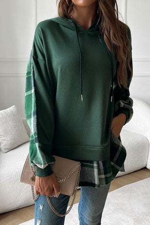 Plaid Contrast Hoodie