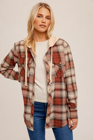 Flannel Button Down Hoodie