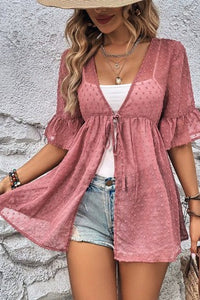 Swiss Dot Sheer Pink Kimono