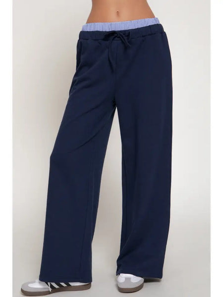 Navy Wide Leg Lounge Pants