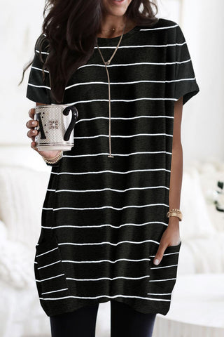 Black Striped Pocket Dress