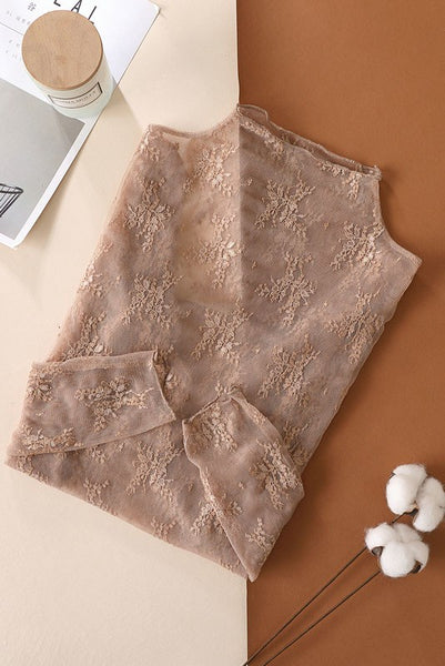 Sheer Lace Overlay Top