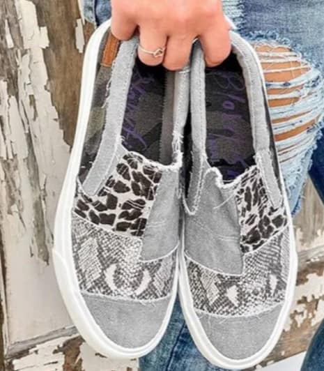 Blowfish Gray Patch Slip Ons