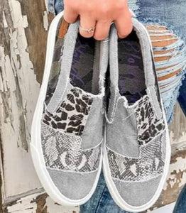 Blowfish Gray Patch Slip Ons