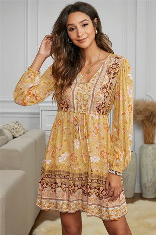 Mustard Print Dress