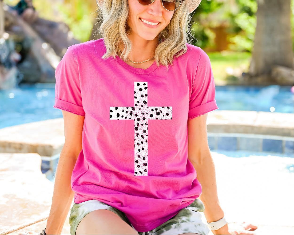 Pink Spotted Cross Tee