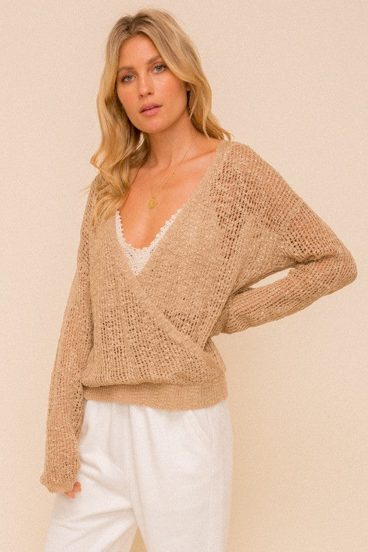 Taupe Light Weight Wrap Sweater
