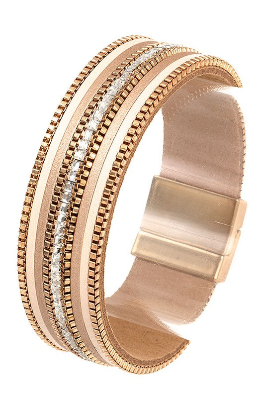 Multi Gem & Chain Accent Bracelet | Gold