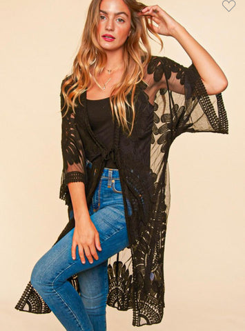 Black Lace Kimono