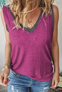 Pink Tank with Gray Trim