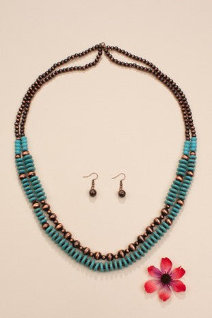 Turquoise and Bronze Necklace Set